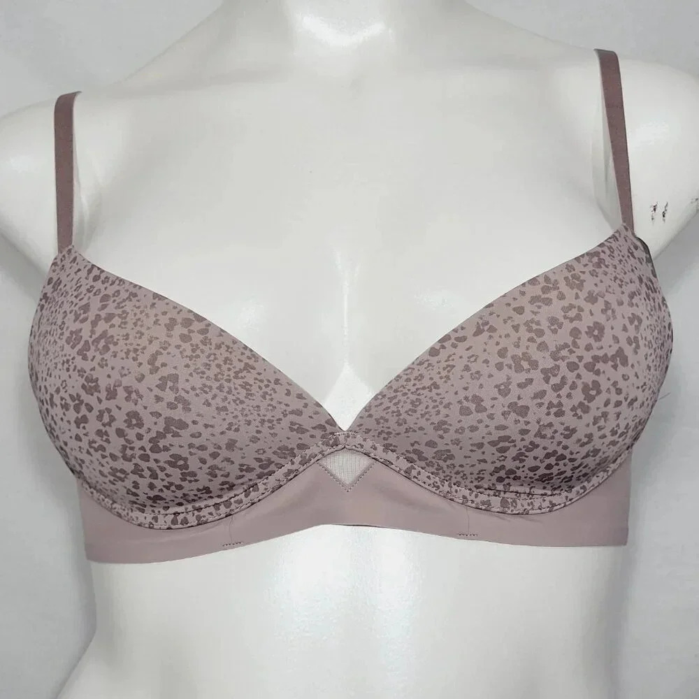 36B Maidenform DM2301 One Fab Fit Wireless Demi Bra Iced Mocha Leopard Print NWT